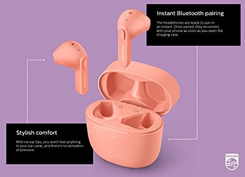 Philips T2206 True Wireless Earbuds – Compact Charging Case, IPX4 Water-Resistant Design, Enhanced Audio Mobility for Active Lifestyles, Rapid Pairing Technology, Secure Fit for Music Lovers and Fitness Enthusiasts