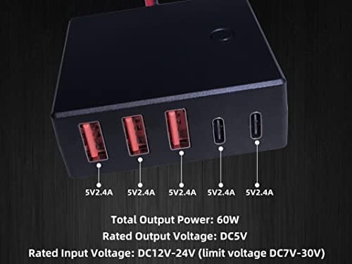 Enhance Your Automotive Charging Experience with the 12 V USB C Multi-Port Charger – Dual Port Adapter with 3.6 FT Extension Cable and LED Indicator for Optimal Visibility – Ideal for Quick Device Charging on Road Trips and Daily Commutes