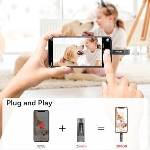Vansuny 256 GB Dual Type C USB Flash Drive – Versatile OTG Memory Stick for Android, PC & Tablet – High-Speed USB 3.0 Data Transfer with Keychain Attachment – Ideal Solution for Photos, Videos & Document Storage