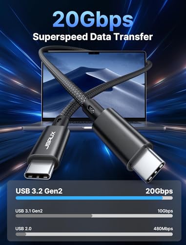 JSAUX Premium USB C to USB C 3.2 Gen 2 Cable – Lightning-Fast 20 Gbps Data Transfer, 100 W Power Delivery, 4 K Video Streaming – Versatile 3.3 FT Length for i Phone 15 Pro Max, Mac Book Pro/Air, Samsung Galaxy S24/S23, and Dell XPS – Optimize Your Digital Workflow and High-Performance Charging Solutions