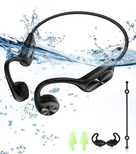 Bone Conduction Waterproof Headphones for Active Lifestyles – IPX8 Rated Open-Ear Bluetooth 5.3 Earbuds with 32 GB MP3 Player for Swimmers, Runners, and Cyclists – Lightweight Design for Superior Comfort and Safe Listening Experience