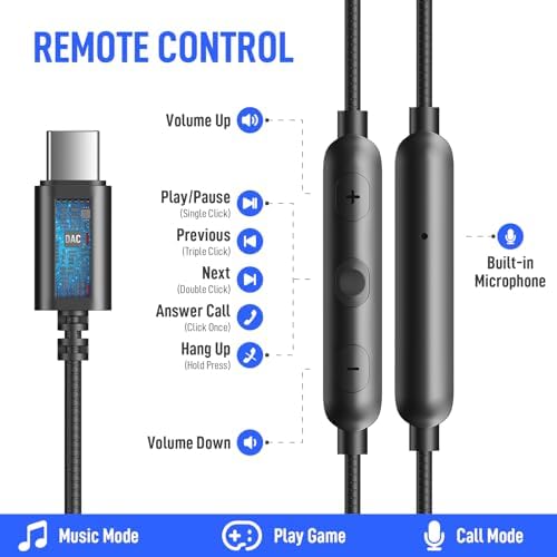 Ultimate USB C Over-Ear Sport Headphones for Active Users – Secure Hook Design for i Phone 16 & Samsung Galaxy S24 – High-Fidelity Wired Earbuds with Built-In Mic for Unmatched Comfort and Sound Quality During Workouts and Daily Activities