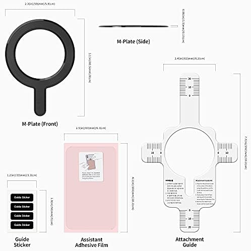Sinjimoru for MagSafe Sticker, Magnetic Ring for Phone Case, Adaptor for MagSafe Magnet, 1000g Magnet Strength, Wireless Charging, M-Plate Black – Enhanced Compatibility and Speed