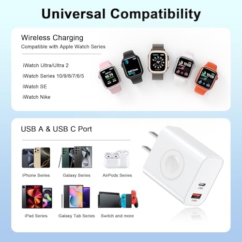 Revolutionary 20 W Magnetic Wireless Charger for Apple Devices – Ultra-Fast Dual USB-C Charging Block for i Watch Ultra/10/9/8/7/6 & i Phone 16/15 Pro Max – Compact 3-in-1 Travel Charger for Optimal Portability – Durable Design for Enhanced Efficiency and Quick Power Delivery – Maximize Your Charging Convenience with Seamless Device Compatibility