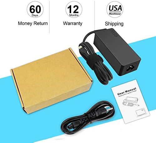 Lenovo 65 W USB-C Laptop Charger – Universal AC Adapter for Think Pad Models X1 Carbon, T480, E590, and More – High-Speed Compatibility with Multiple USB-C Devices – Reliable Power Supply for Enhanced Performance – Ideal Replacement for ADLX65 YDC2 A and Other Lenovo Chargers – Compact Design for Travel and Home Use – 60-Day Satisfaction Guarantee Included