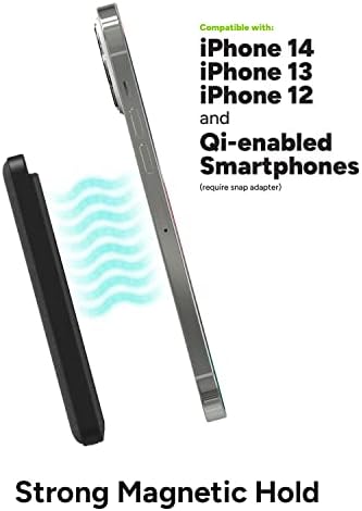 Mophie Snap+ Juice Pack Mini – Portable Magnetic Wireless Charger with 5000 m Ah Battery for Rapid Charging – Perfect for Mag Safe & Qi Smartphones – Sleek Black Power Bank for Apple, Samsung, and Google Devices – Essential On-the-Go Charging Solution