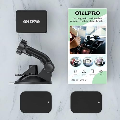 Transform Your Driving Experience with the OHLPRO Magnetic Tablet Holder – Universal Suction Cup Mount for 6″-11″ Apple & Samsung Devices – 360° Adjustable Windshield Stand for Optimal Navigation & Entertainment – Elegant Black Design Enhances Modern Vehicle Interiors – Boost Safety & Connectivity on Every Journey