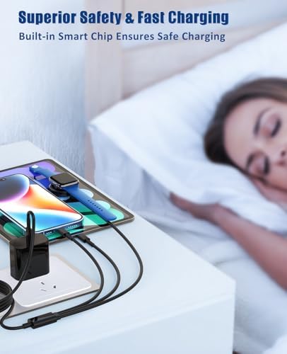 Ultimate 3-in-1 Fast Charging Cable for Apple Devices – 20 W USB-C Charger with 6 FT Length for Seamless Compatibility with Apple Watch Ultra2/SE/10/9/8/7/6/5/4/3 & i Phone 15/16 Pro Max/14/13/12/11 – Elegant White Design for Effortless Organization and Rapid Charging Efficiency