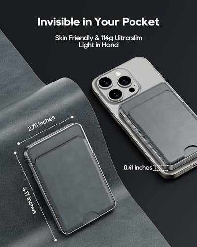 Kuulaa Slim Magnetic Portable Power Bank for i Phone – 5000 m Ah PD 20 W Fast Charging Battery Pack with Rotating Stand for Mag Safe Compatible i Phone 12/13/14/15/16 Series (Titanium Finish) – Ultimate On-the-Go Charging Solution