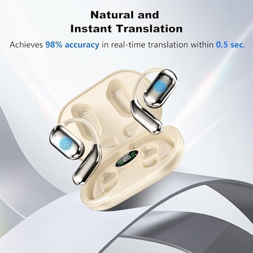 Transform Your Global Communication with AI-Enhanced 3-in-1 Translation Earbuds: Real-Time Language Translator with Superior Sound, 80-Hour Battery Life, and Noise-Cancelling Design – Ideal for Travelers, Professionals, and Language Learners – Subscription-Free Convenience in Sleek White Finish