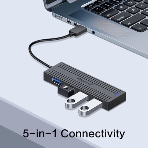 Upgrade Your Digital Workspace with the Smart Q 4-in-1 USB-C Hub – Premium 4 K HDMI Adapter Featuring 3 Lightning-Fast USB 3.0 Ports for Seamless Data Transfer and Crystal-Clear Visuals – Perfect for Mac Book, Dell XPS, and Chromebook Users on the Move