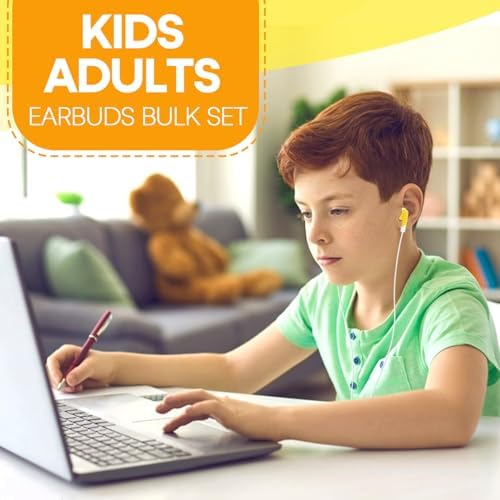 Bulk Earbud Headphones 50-Pack – Premium Wired Earphones for Classrooms & Group Learning, Exceptional Durability & Sound Quality, Perfect for Kids, Teens & Adults – Versatile Comfort for Family Activities & Educational Use (Black)