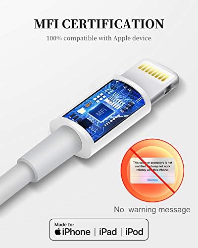 Premium 10 Ft MFi Certified USB to Lightning Charging Cable Bundle for i Phone – Fast Charge & Extended Reach for i Phone 11/11 Pro/11 Max/X/XS/XR/XS Max/8/7/6/5 S/SE – Unmatched Durability & Flexibility for Hassle-Free Connectivity