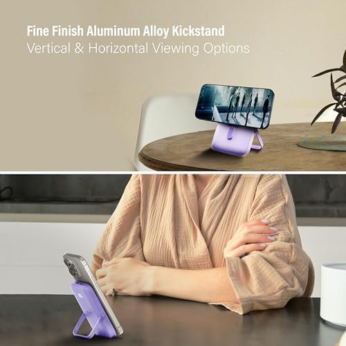 10,000 m Ah Magnetic Power Bank with Metal Kickstand, Ultra-Fast 20 W Charging, LED Battery Indicator, USB-C & Mag Safe Compatibility – Ideal for i Phone 15/14/13/12 Pro Series and Android Devices, Lightweight Design for On-the-Go Convenience