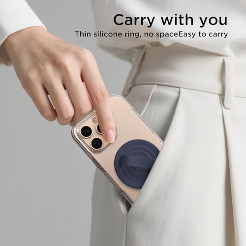 Revolutionary Magnetic Phone Ring Grip Holder – Ergonomic Silicone Finger Loop for i Phone Pro Max/Plus, 12/13/14/15/16 Series – Compatible with Mag Safe – Oat Color Enhances Aesthetics and Comfort – 360-Degree Rotation for Effortless Use – Secure Your Device with Style and Stability – Essential Smartphone Accessory for Unmatched Usability and Convenience