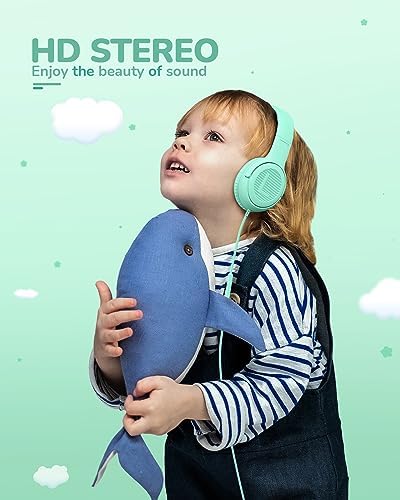 Premium Volume-Limiting Kids Wired Headphones with Microphone – Ultimate Hearing Protection at 85/94 d B – Foldable On-Ear Design for Effortless Travel – Perfect for Learning, Gaming, and Entertainment – Universal 3.5 mm Compatibility for All Devices
