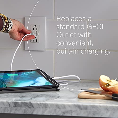 Legrand Radiant RWC826 Premium Wireless USB Charger – Qi-Certified Fast Charging Hub with 15 Amp Tamper-Resistant Outlets & Type A USB Port – Sleek White Design for Effortless Device Powering in Home & Office Environments