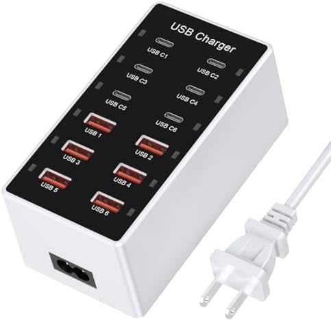 Multi-Device USB Charging Hub with 10 High-Speed Ports – Smart Plug Power Strip for i Phone 15/14/13, i Pads, Galaxy Watches & Android Phones – Ultimate Fast Charging Solution for Home & Office Efficiency