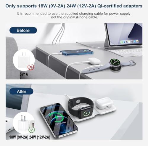Revolutionize Your Charging Experience with the Advanced 3-in-1 Wireless Charger for i Phone, Apple Watch, and Air Pods – Portable Magnetic Mag-Safe Station for i Phone 12-16 – Fast, Efficient Charging in Sleek Black Design for On-the-Go Lifestyle
