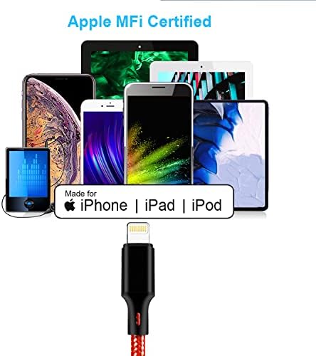 Premium 5-Pack i Phone Charger Set: MFi Certified Nylon Braided Fast Charging Cables (3 FT, 6 FT, 10 FT) for i Phone 14/13/12/11/X/Max/8/7/6/5/SE/i Pad – Unmatched Durability & Versatile Lengths for Every Lifestyle