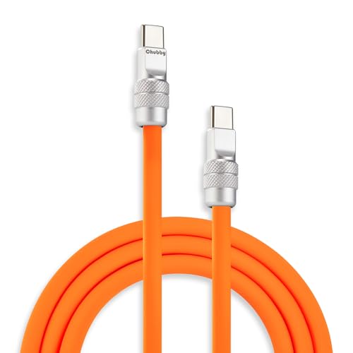 Chubbycable Chubby 2.0 Premium Fast Charging Cable – 240 W Power Delivery, 4.9 ft Type-C to Type-C Silicone Cord, Tangle-Free Design in Eye-Catching Red for Optimal Data Transfer and Enhanced Durability