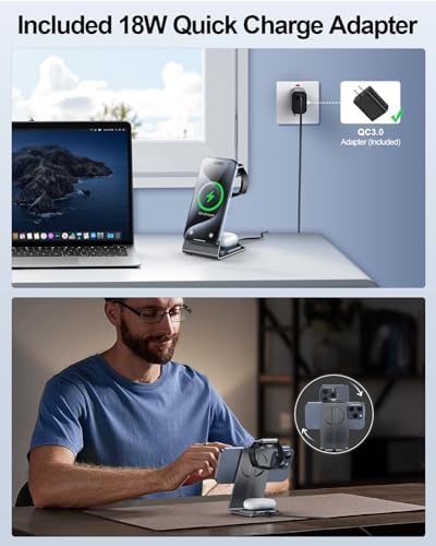 Upgrade Your Charging Routine with the Znn Yoo 3 in 1 Wireless Charger for Apple Devices – Premium Aluminum Alloy Station for i Phone 16/15/14/13/12 Pro Max Plus Mini, Apple Watch 9/8/7/6/5/4/Ultra/SE, and Air Pods Pro/3/2 – Fast, Efficient Charging Solution for Seamless Connectivity and Style