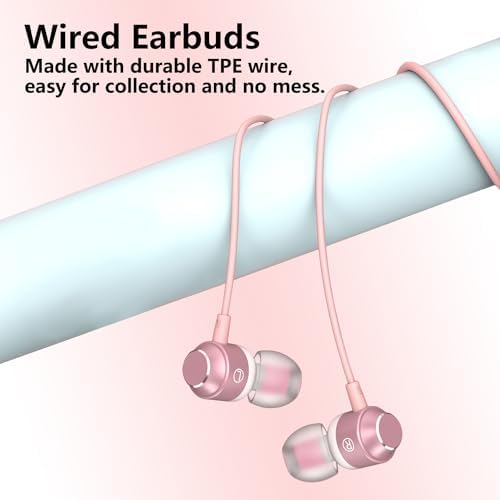 Stylish Rose Gold USB C Earbuds – Premium In-Ear Headphones with Superior Stereo Bass and Built-in Microphone for i Phone 15, Samsung, and Google Pixel – Ergonomic Design with Convenient Volume Control for Unmatched Comfort and Everyday Audio Excellence