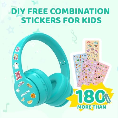 Experience Ultimate Sound Safety with MIDOLA Bluetooth 5.3 Over-Ear Headphones for Kids – Wireless Audio Bliss with Volume Control (85/110 d B), 60-Hour Playtime, and Foldable Design in Trendy Blue – Perfect for School, Travel, and Home Adventures!