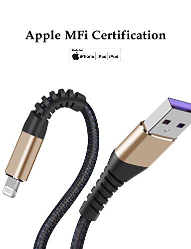 MFi Certified 16 ft Lightning Cable – 2 Pack Extra Long i Phone Charger for Ultimate Charging Flexibility, Fast Data Transfer, Durable Braided Design, Compatible with i Phone 12/11/11 Pro/11 Max/X/XS/XR/XS Max/8/7/6/5 S/SE and i Pad Mini/Air – Enhanced Performance in Blue