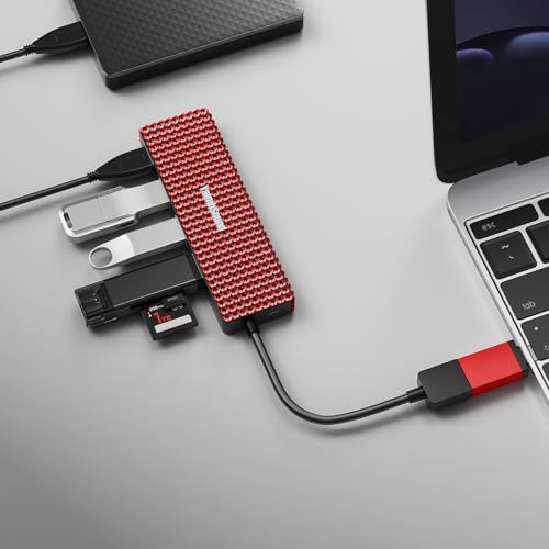 Chic Pink USB to USB-C Hub Adapter – Yaimh Sound 3.0 Multi-Port for Seamless Device Connectivity – Perfect for PC, Mac Book, and More – Experience High-Speed Data Transfer for Flash Drives, Keyboards, Mice, Cameras, and Gaming Gear – Enhance Your Productivity and Style
