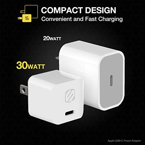 Scosche HPDC30 MWT PD30 USB-C 30 W Mini Wall Charger with 8 FT Braided Cable – Ultra-Portable Power Delivery 3.0 Adapter for i Phone & i Pad – Fast, Reliable Charging Solution for On-the-Go Users & Home Office Setup
