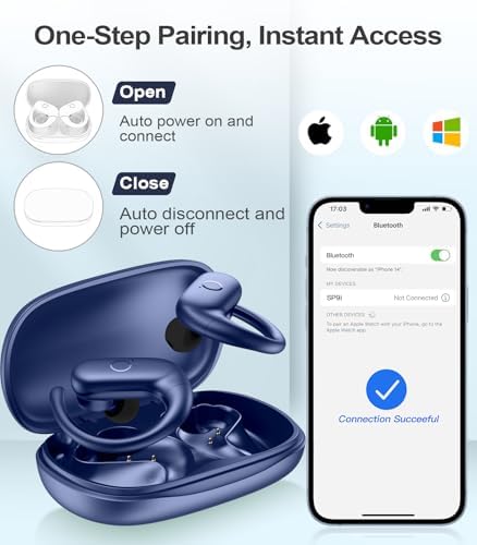 MOZOTER Wireless Sport Earbuds: Stylish Bluetooth Headphones with Enhanced Deep Bass, Secure Earhooks for Active Comfort, and Unmatched 60-Hour Battery Life – Ideal for Fitness, Meetings, and Everyday Use