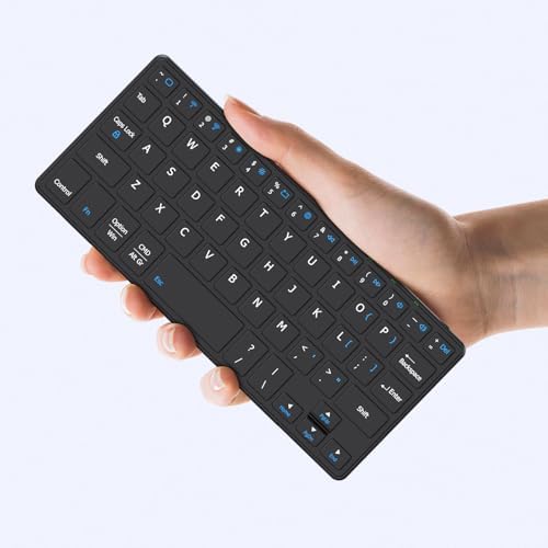 Elevate Your Typing Game: Ultra-Light Portable Mini Wireless Keyboard with Adjustable Angle Stand & Stylish Leather Case – Rechargeable Bluetooth Travel Keyboard for i Pad, Android, Windows & i OS Devices – Enhanced Comfort & Compatibility for Effortless Typing on the Go