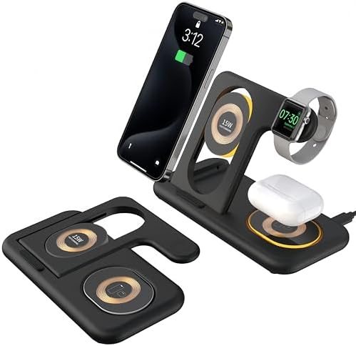 Innovative 3-in-1 Wireless Charging Station with Adjustable Night Light – Fast Charge Your i Phone 16-12, Samsung Galaxy S24-22, Apple Watch, and Air Pods Simultaneously – Sleek Foldable Design for Enhanced Space Efficiency and User-Friendly Operation – Durable ABS Construction with Tempered Glass Panel for Scratch Resistance and Efficient Heat Dissipation – Perfect for Nighttime Use with Soft LED Lighting – Ideal for Home or Office Setup – Compatible with Most Wireless Charging Devices – Elevate Your Charging Experience with One Convenient Solution