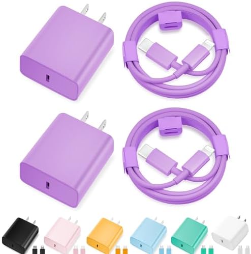 Elevate Your Charging Game with Our Apple MFi Certified 20 W Fast Charger Duo – 2 Pack USB-C Wall Adapters & 6 FT Lightning Cable for i Phone 14/13/12/11 Pro Max/Xs Max/XR/X – Stylish Vibrant Yellow for Instant Power and Convenience!