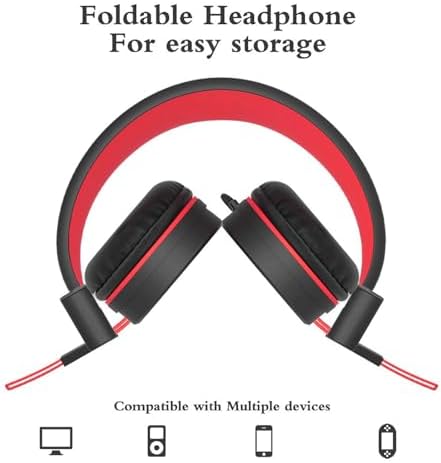 ELECDER i37 Foldable Kids Headphones – Lightweight, Adjustable On-Ear Wired Headphones in Vibrant Peach/Purple for School, Travel & Home Learning – Perfect Audio Companion for Young Learners & Teens with Comfortable Fit and Universal Device Compatibility