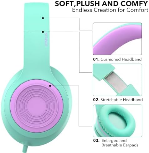 Vibrant Purple A8 Over-Ear Headphones – Lightweight, Portable Design with High-Definition Mic for Seamless Hands-Free Calls – Immerse Yourself in Hi-Fi Stereo Sound with Tangle-Free 1.5 m Cable, Perfect for Travel and Daily Use on Smartphones, Tablets, and Laptops – Unmatched Comfort for All-Day Listening