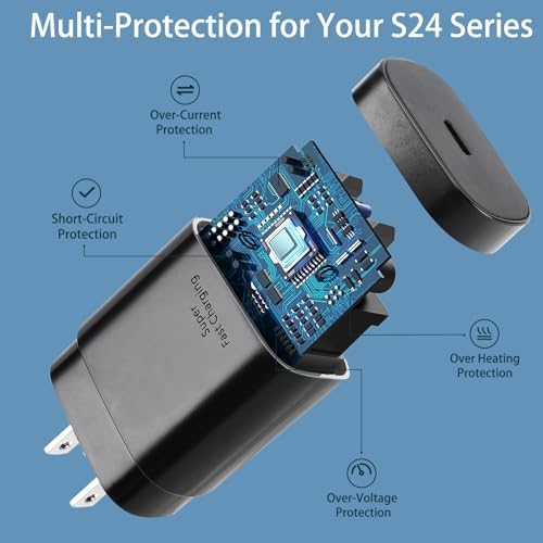Ultra-Fast 25 W Type-C Charger for Galaxy S-Series – 10 ft USB-C Cable for S25, S24, S23, S22 – Rapid Power Delivery with Superior Safety Features for Mobile Professionals and On-the-Go Users