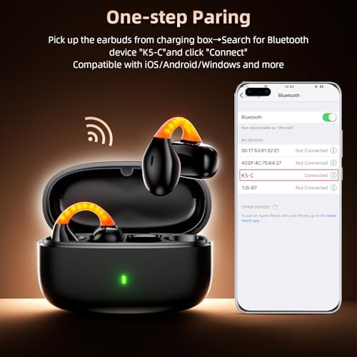 Revolutionary Clip-On Bone Conduction Wireless Earbuds for i Phone & Samsung – Bluetooth 5.3 Sports Headset with Open-Ear Design for Enhanced Situational Awareness, Integrated Microphone for Seamless Hands-Free Calls, Ultra-Lightweight Comfort for Active Lifestyles – Elevate Your Audio Experience with Safety and Clarity