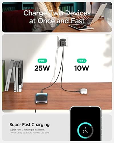 Experience Unmatched Charging Efficiency with Spigen Ga N III 452 45 W Dual USB-C Wall Charger – Portable Fast Charging Adapter for i Phone, Samsung Galaxy, and Pixel Devices – Compact Foldable Design for Ultimate Convenience