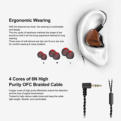 Premium Hi-Fi Dual Driver In-Ear Monitor Earbuds with Detachable Cable – Noise-Canceling Headset for Musicians, Singers & Audiophiles | Elegant Wood Grain Design for Superior Sound Isolation and Versatile Compatibility