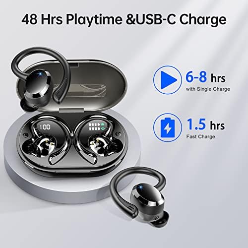 Premium Waterproof Bluetooth Earbuds with 48-Hour Playtime | Hi-Fi Stereo Sound & Enhanced Noise Cancellation | Ergonomic Sport Design for Active Lifestyles | IP7 Rated & Seamless Device Compatibility