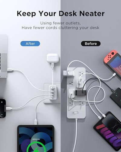 PISEN 65 W Ga N USB-C Fast Charger | 4-Port Compact Wall Adapter with 4 FT Cable | Ultimate Charging Solution for Mac Book Pro, i Pad Pro, Galaxy S23 & i Phone Series | Enhanced Speed, Energy Efficiency & Travel-Friendly Design