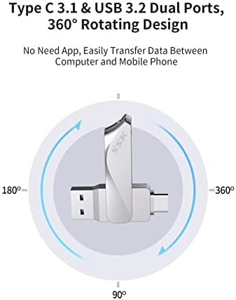 SSK 256 GB USB C Flash Drive – Versatile 2-in-1 OTG Memory Stick for Android, Mac, and Laptops – High-Speed USB 3.2 with Up to 200 MB/s Transfer Rate – Compact and Durable Thumb Drive for Effortless File Sharing and Storage