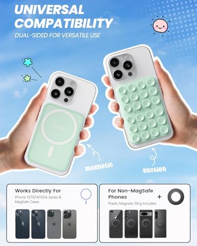 Klearlook Magnetic Suction Phone Mount Set – 4 Stylish Colors for Mag Safe Cases, Hands-Free Selfie Grip for Tik Tok & Content Creators, Lightweight & Portable, Secure Magnetic Attachment for Effortless Video Recording and Photography