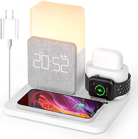 Transform Your Charging Experience with the 7-in-1 Wireless Charging Station – Integrated Alarm Clock, Adjustable Night Light, and Fast Charging Dock for i Phone 12/13/14/15/16 Pro & Air Pods – Sleek, Space-Saving Design for Home and Office Use