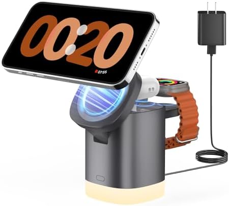 Travel-Ready Joy Geek 3-in-1 Wireless Charging Station – Fast Mag-Safe Charger for i Phone 16-12 Series, Apple Watch Series 10-2, and Air Pods Pro – Ultimate Compatibility and Speed for On-the-Go Lifestyle