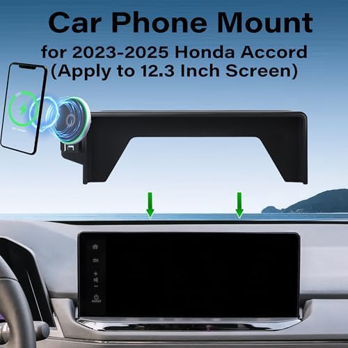 Car Phone Holder for Honda Accord 2018-2025 Accessories Apply to 8 Inch Screen 15W Fast Wireless Charger Screen Fixed Clip Cell Phone Mount Hands-Free 360 Degree Rotation – Enhanced Compatibility and Speed