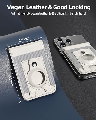 for Magsafe Wallet Stand with Airtag Holder, Strongest Magnetic Wallet for iPhone 16/15/14/13/12 Series, ID Window, 4 Card Slots, 10 Cards Holder, Vegan Leather, RFID Blocking, Black – Enhanced Compatibility and Speed