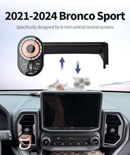 Transform Your Ford Bronco Sport 2021-2024 with the Ultimate Mag Safe-Compatible Wireless Charging Phone Holder – 360-Degree Rotating Mount for Seamless Navigation on 8-Inch Screens, Effortless Installation, and Secure Grip for Hands-Free Convenience